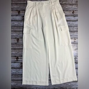 Cream Cargo Wide Leg Pants